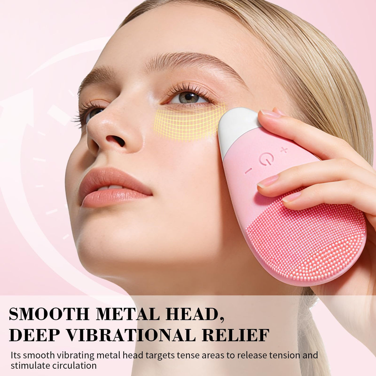 Rechargeable Silicone Facial Cleansing Brush with 5 Pink Modes & Metal Massage Head