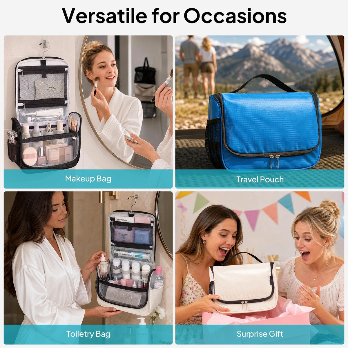 Waterproof Travel Hanging Toiletry & Makeup Organizer Bag for Women Men