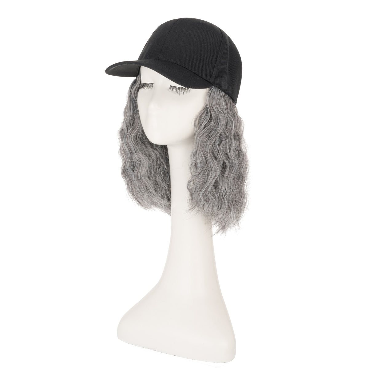 Women Wavy Wig Baseball Cap with Synthetic Hair Adjustable Dad Hat Natural Look