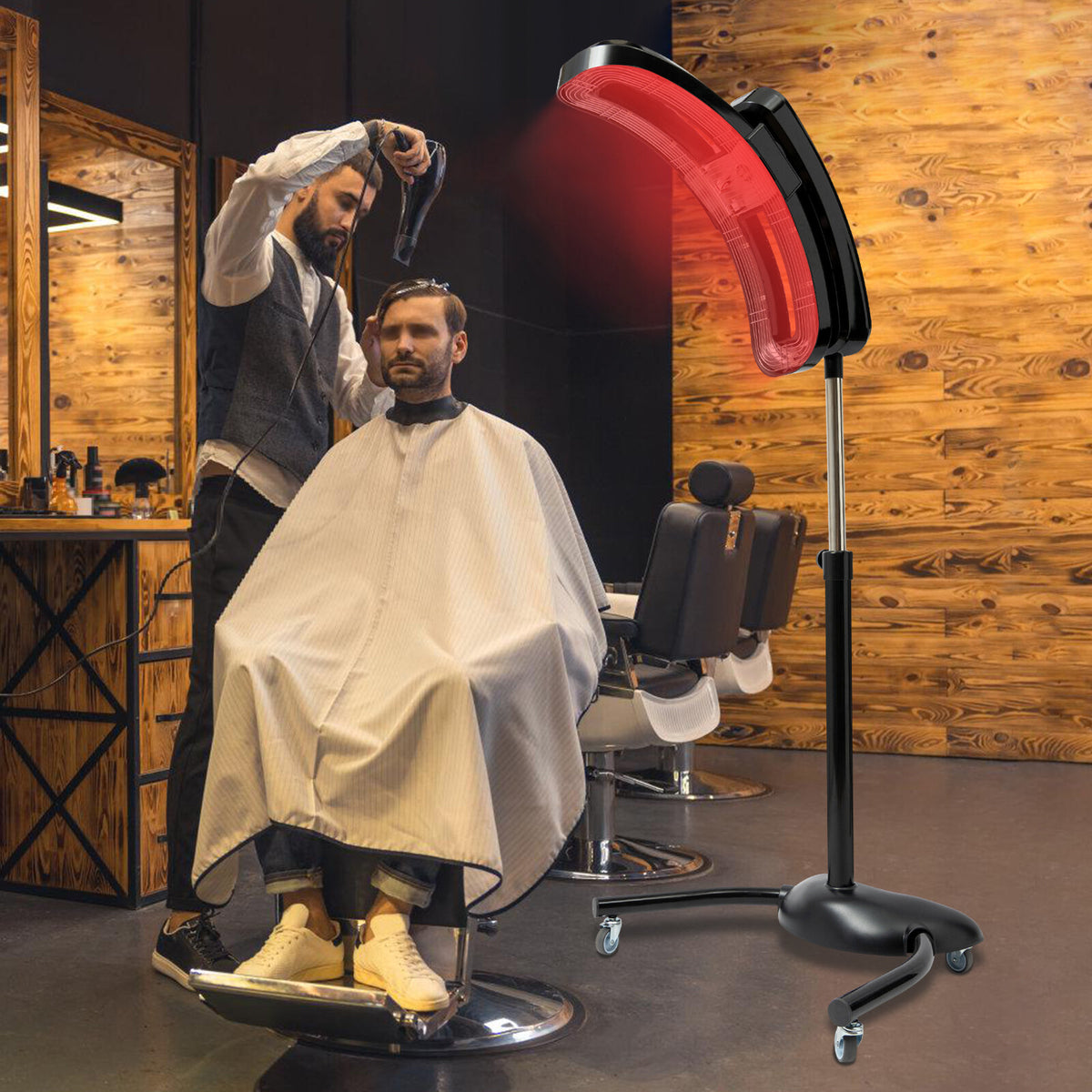 Rotating Hair Color Processor Heater Stand with Hair Dryer for Salon Spa