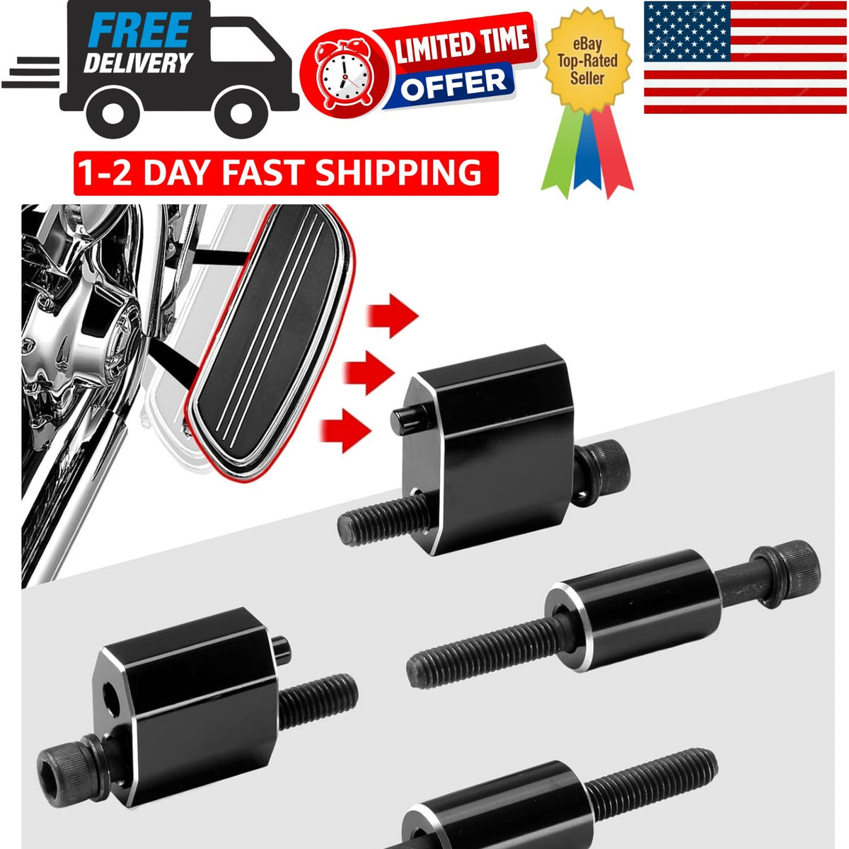 1.5 Inch CNC Aluminum Floorboard Extensions for 2009-2025 Touring Motorcycles