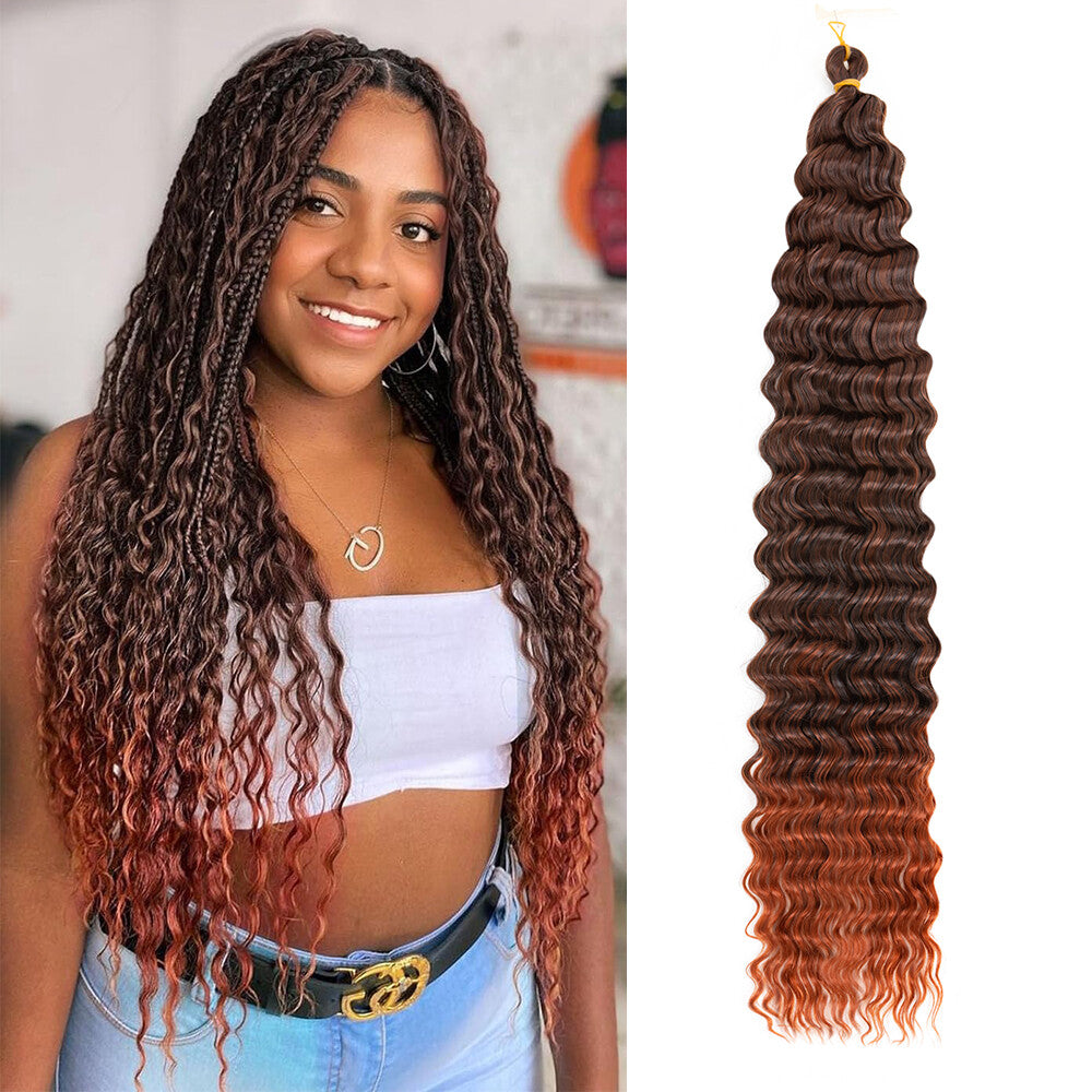 Deep Water Wave Braids Crochet Hair Extensions - Ombre & Curly Lengths