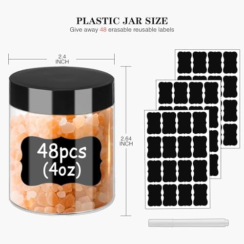 48 Pcs Reusable Clear Plastic Cosmetic Jars with Black Lids - Travel & Home Storage