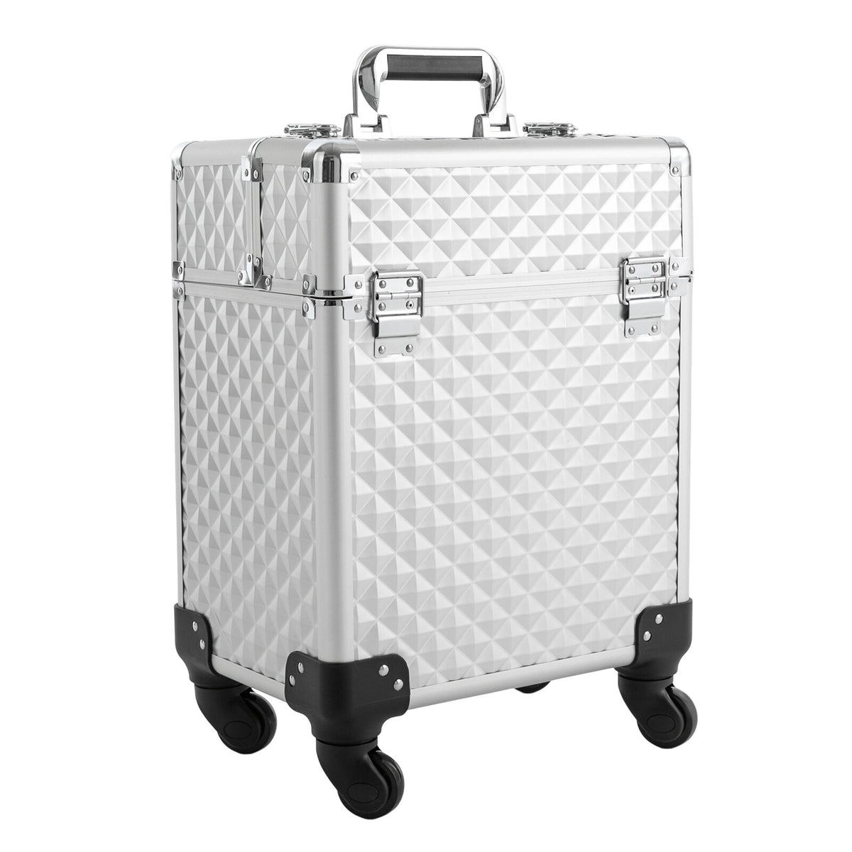Lockable Rolling Makeup Case with Wheels and Organizer for Cosmetics & Beauty Tools