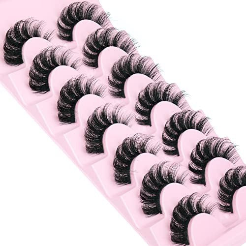 False Eyelashes D Curl Wispy 7 Pairs Natural Look Mink Lashes