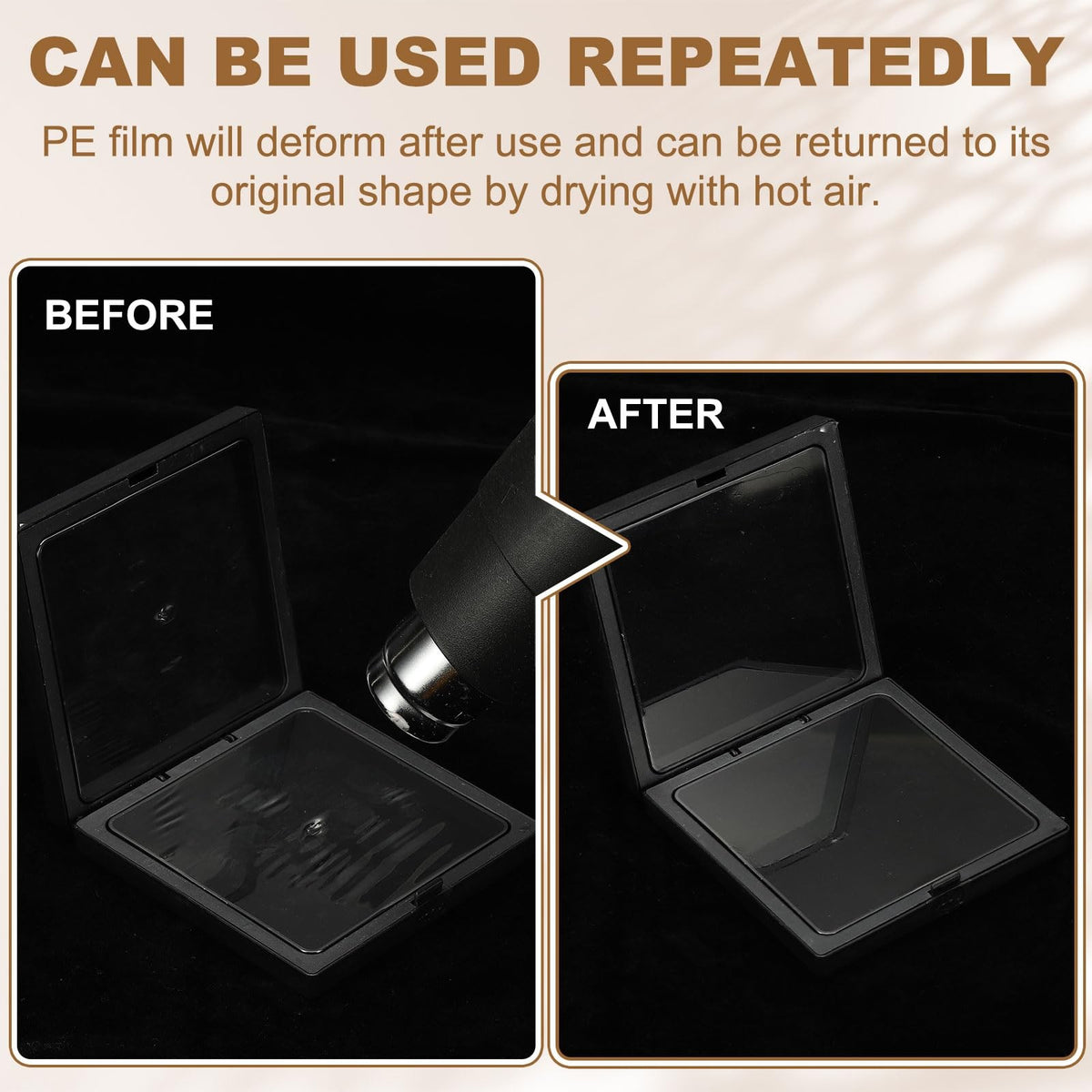 Floating Display Case Set for Jewelry Coins Medals - Black 4 Pack 5.5 Inch