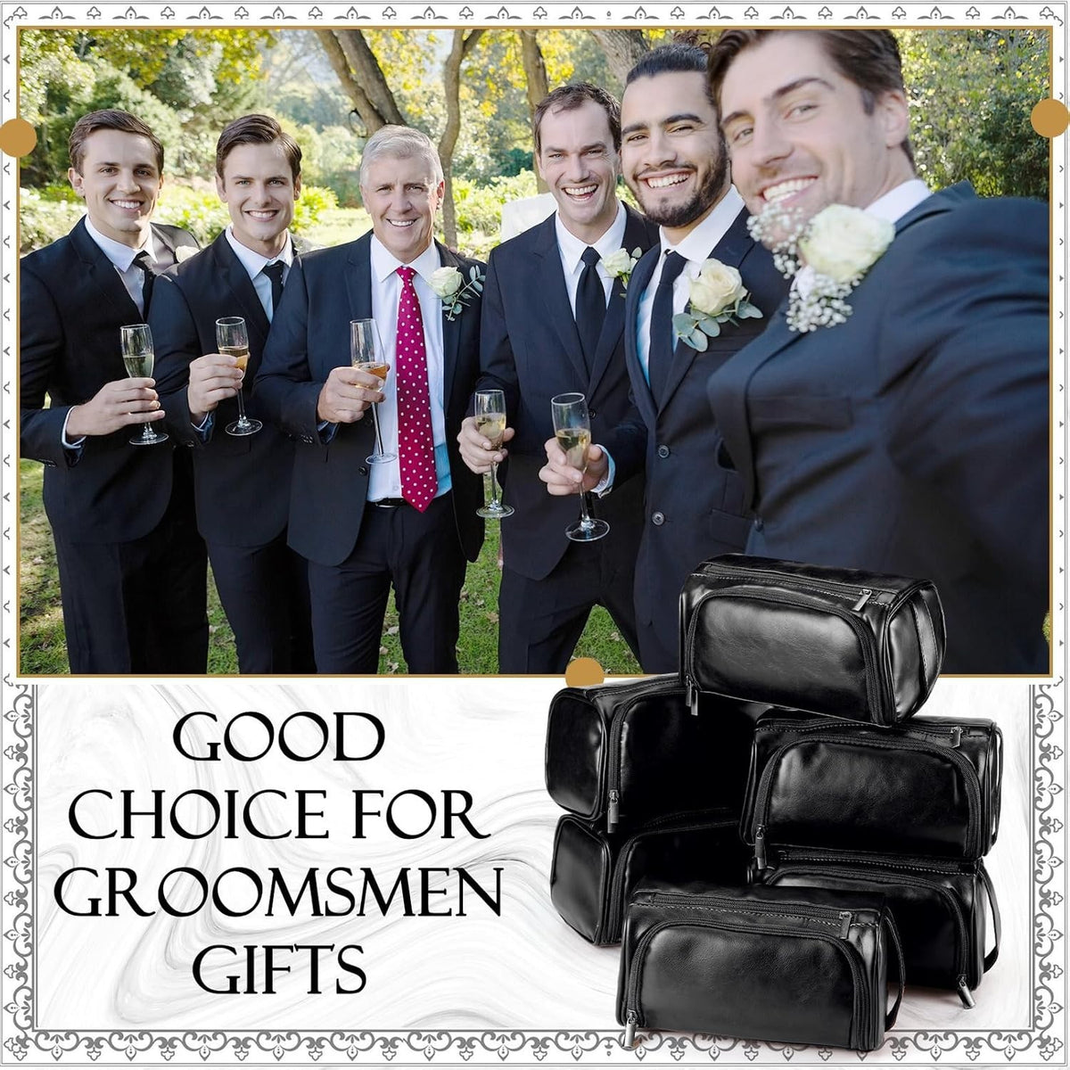 Luxury Leather Travel Toiletry Bag Set - Unisex 6-Piece Organizer Gifts