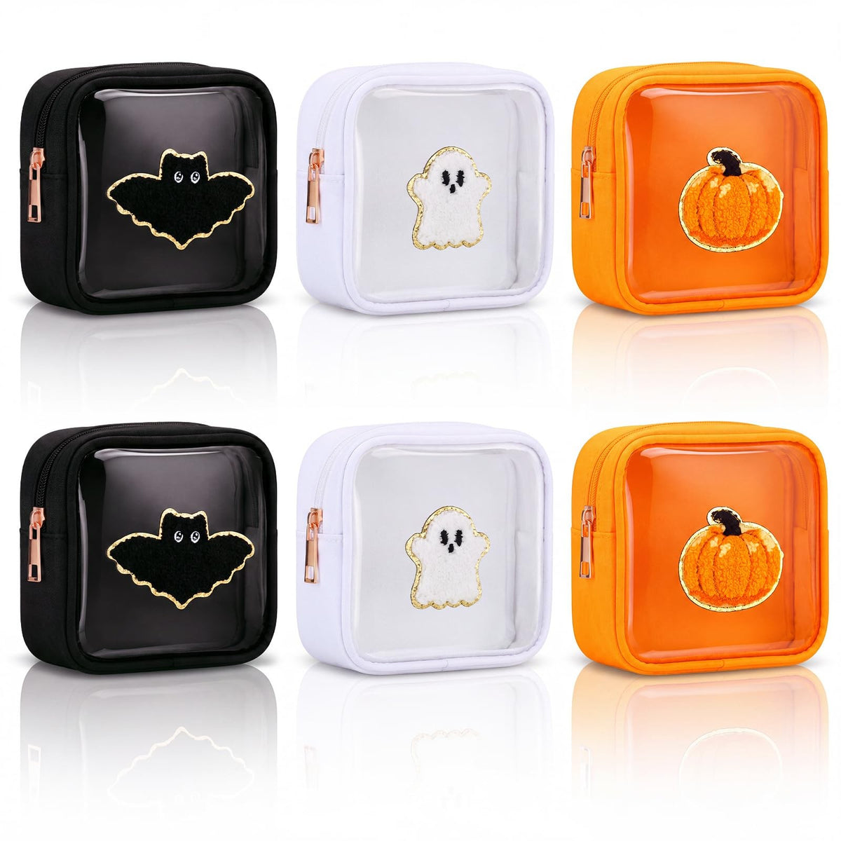 Halloween Makeup Cosmetic Bags Set of 6 - Boo Assorted Colors