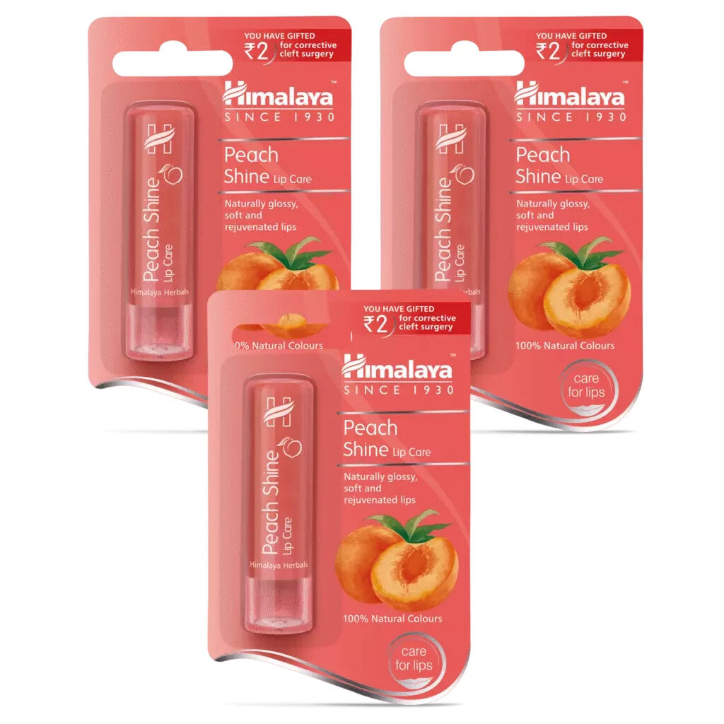 Peach Shine Lip Balm Set - 3 Pieces, 4.5g Each, Himalaya Herbal