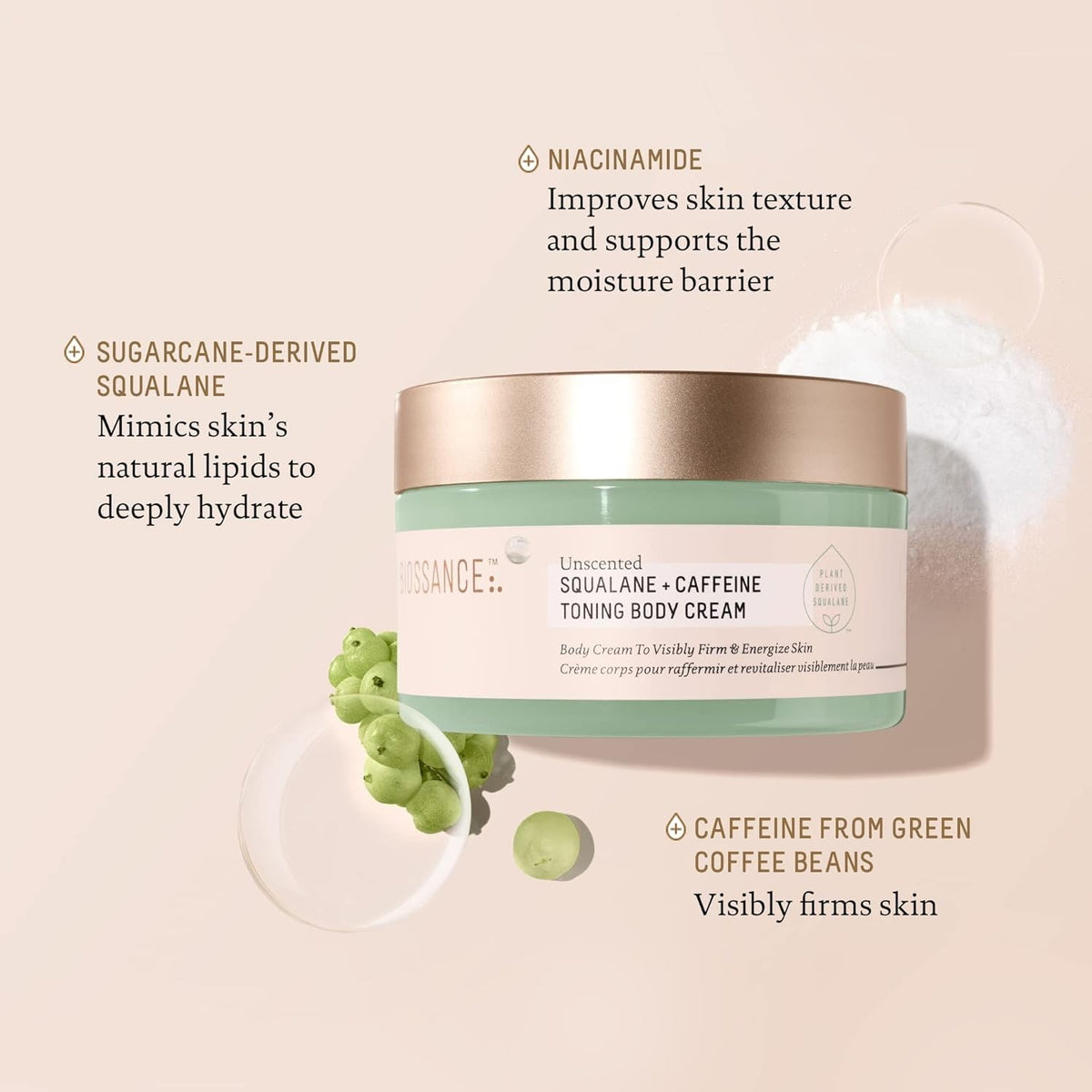 Biossance Squalane + Caffeine Toning Body Cream 200ml 6.7oz NEW
