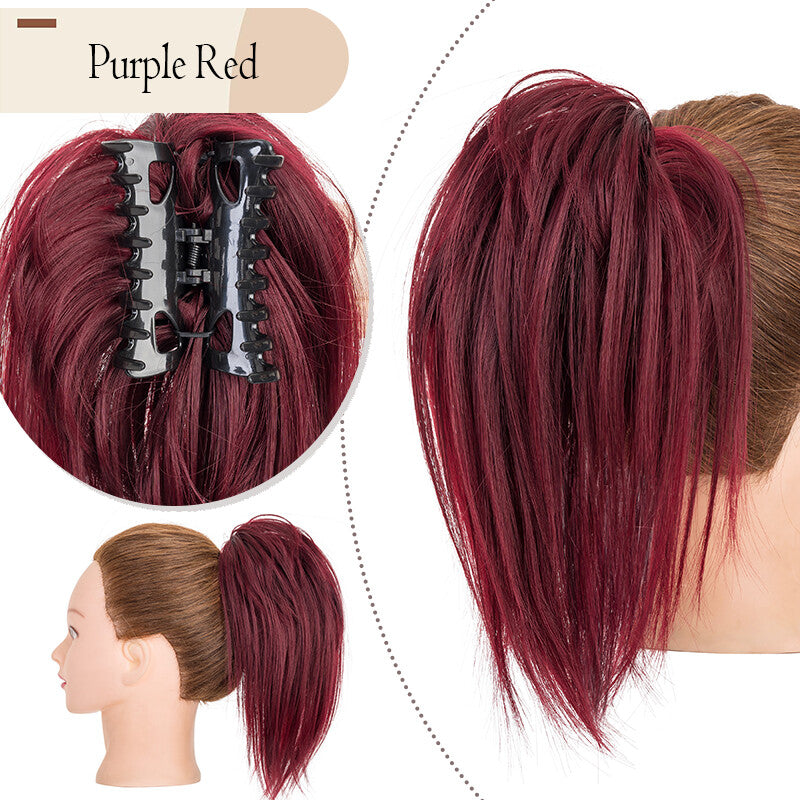 Messy Bun Scrunchie Hair Ponytail Claw Clip Updo Extensions - Thick Ombre Style