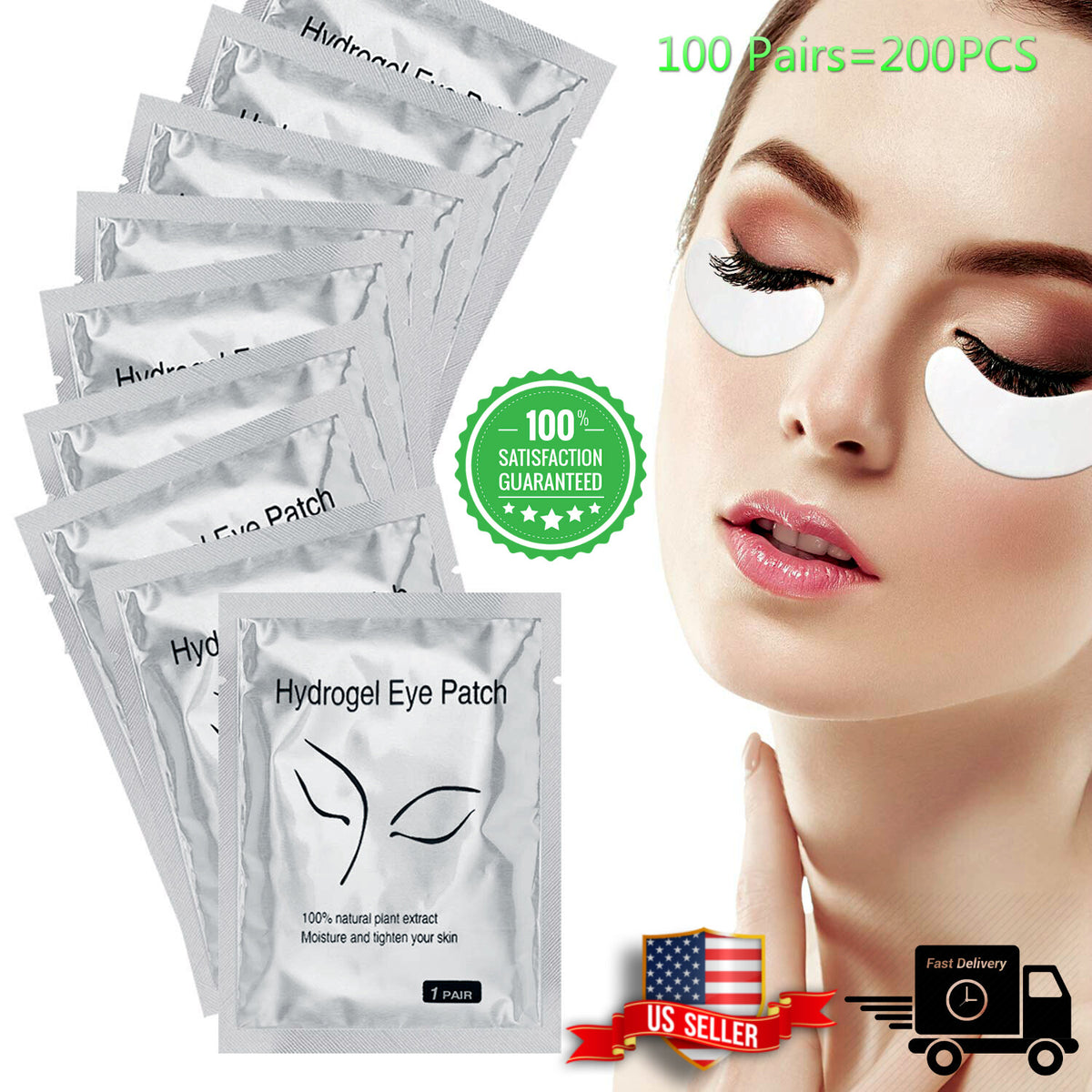 Lint Free Eye Gel Pads for Eyelash Extensions & Facial Treatments - Pack of 50-200 Pairs