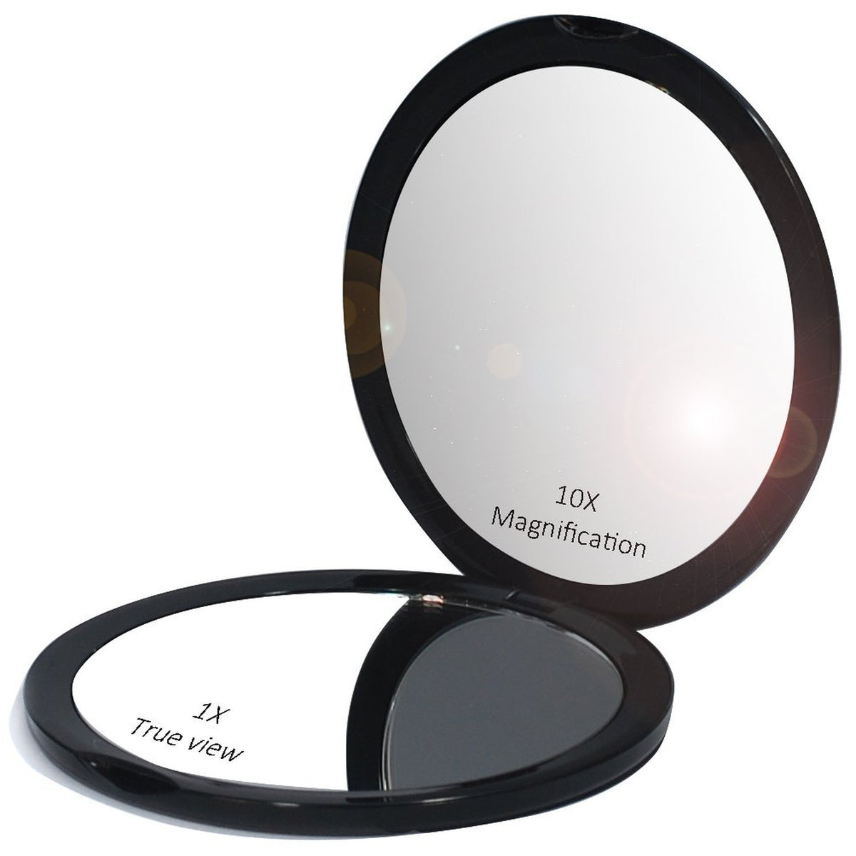 Pocket Makeup Mirror with 10x Magnification & Regular Mirror - Compact Black