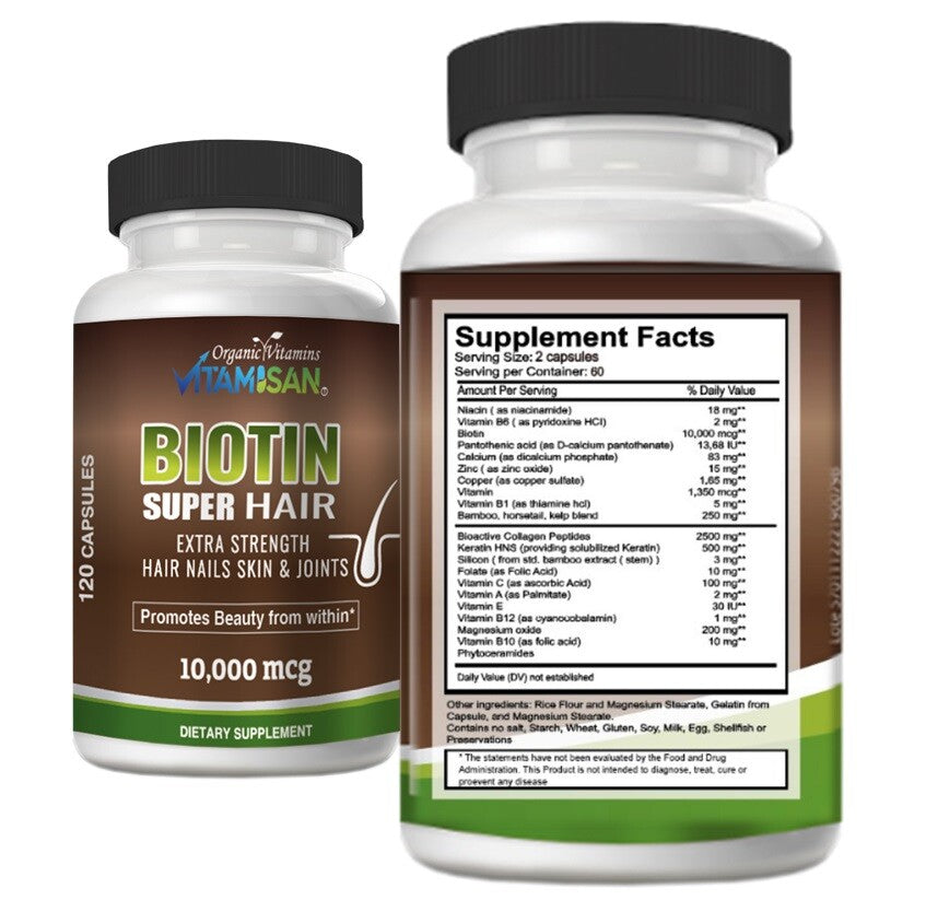 Biotin Hair Growth Vitamins - 240 Capsules for Women