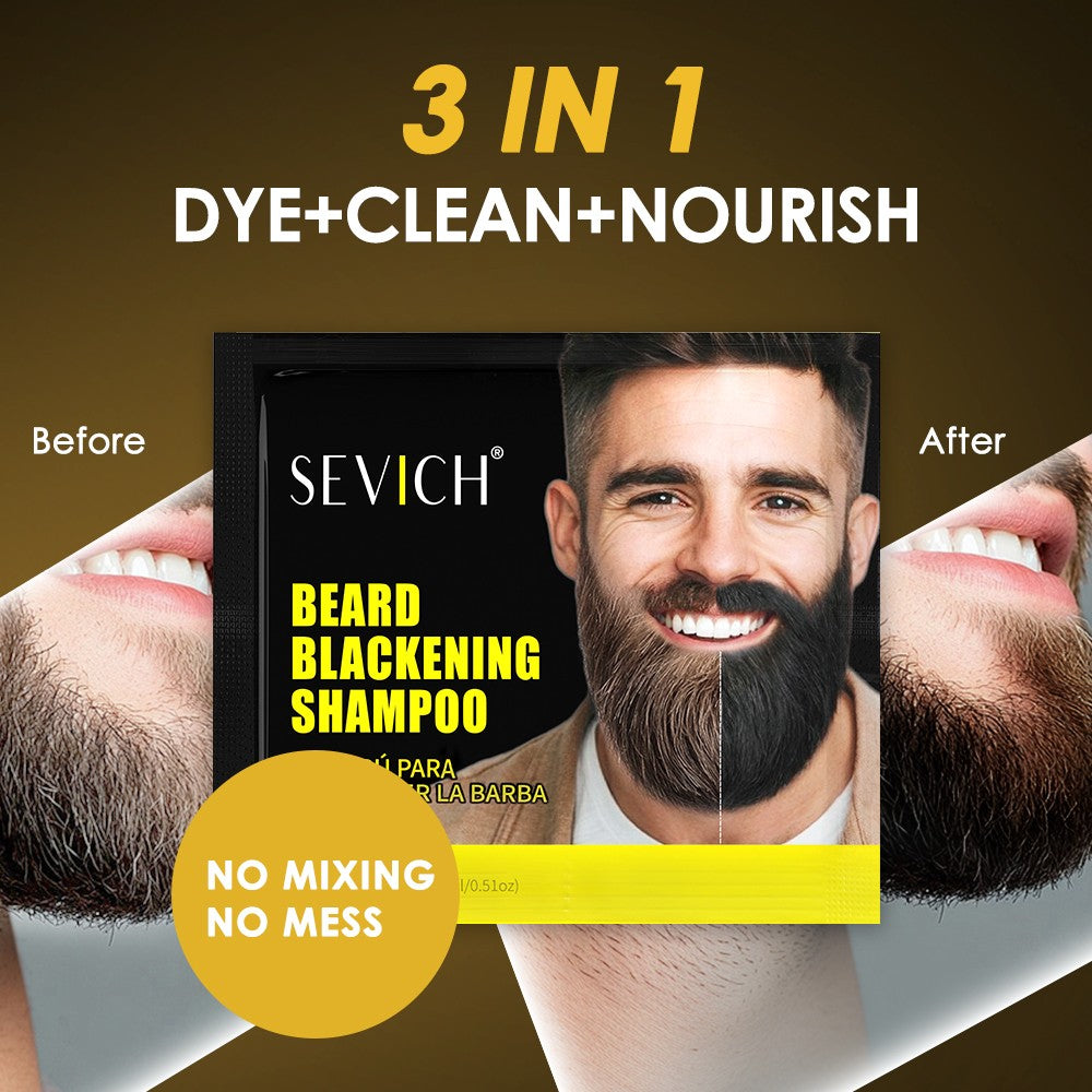 Beard Hair Dye Shampoo - Black, 20 Pack 15ml