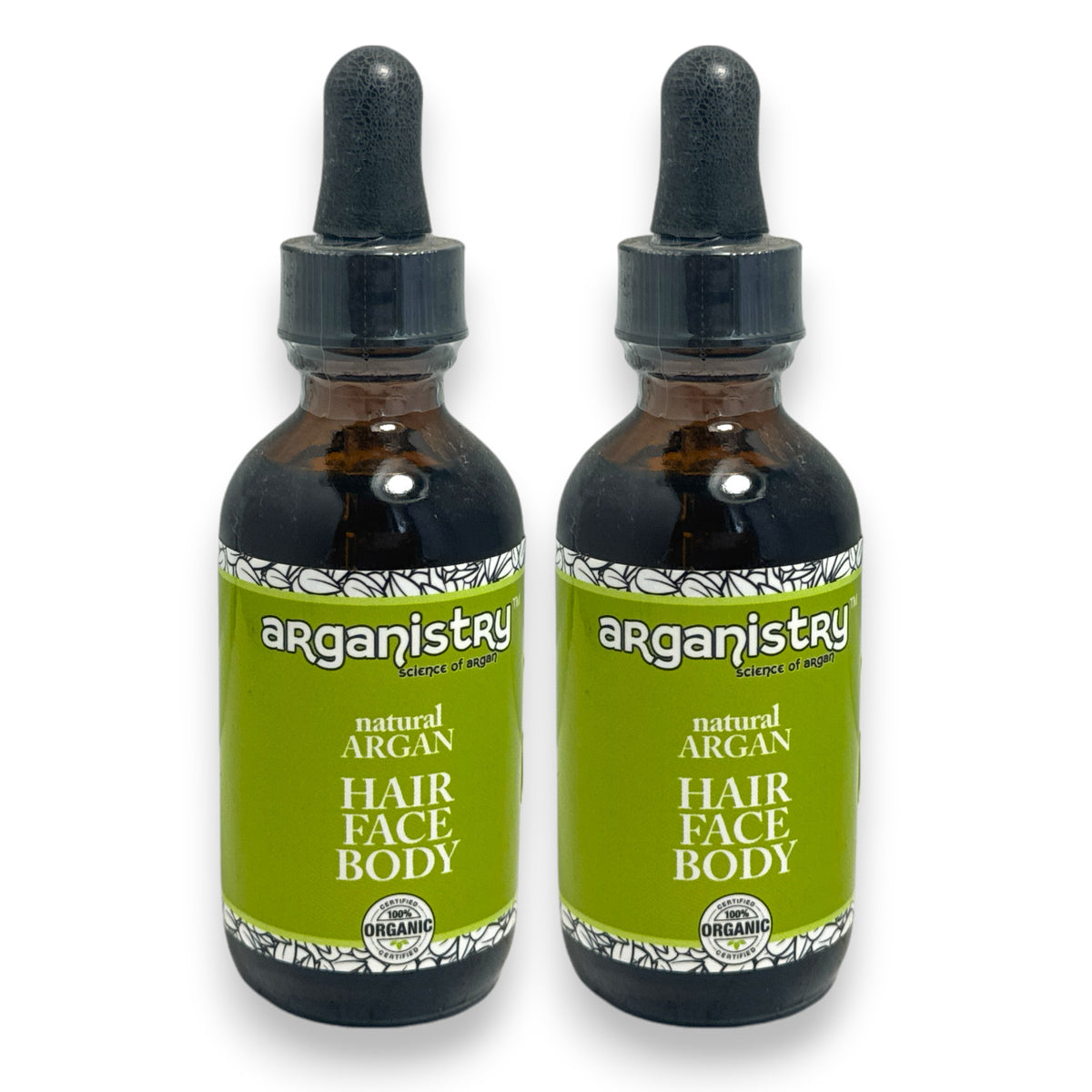 Natural Argan Oil for Hair Face Body - 2 fl oz / 60 ml - Pack of 2