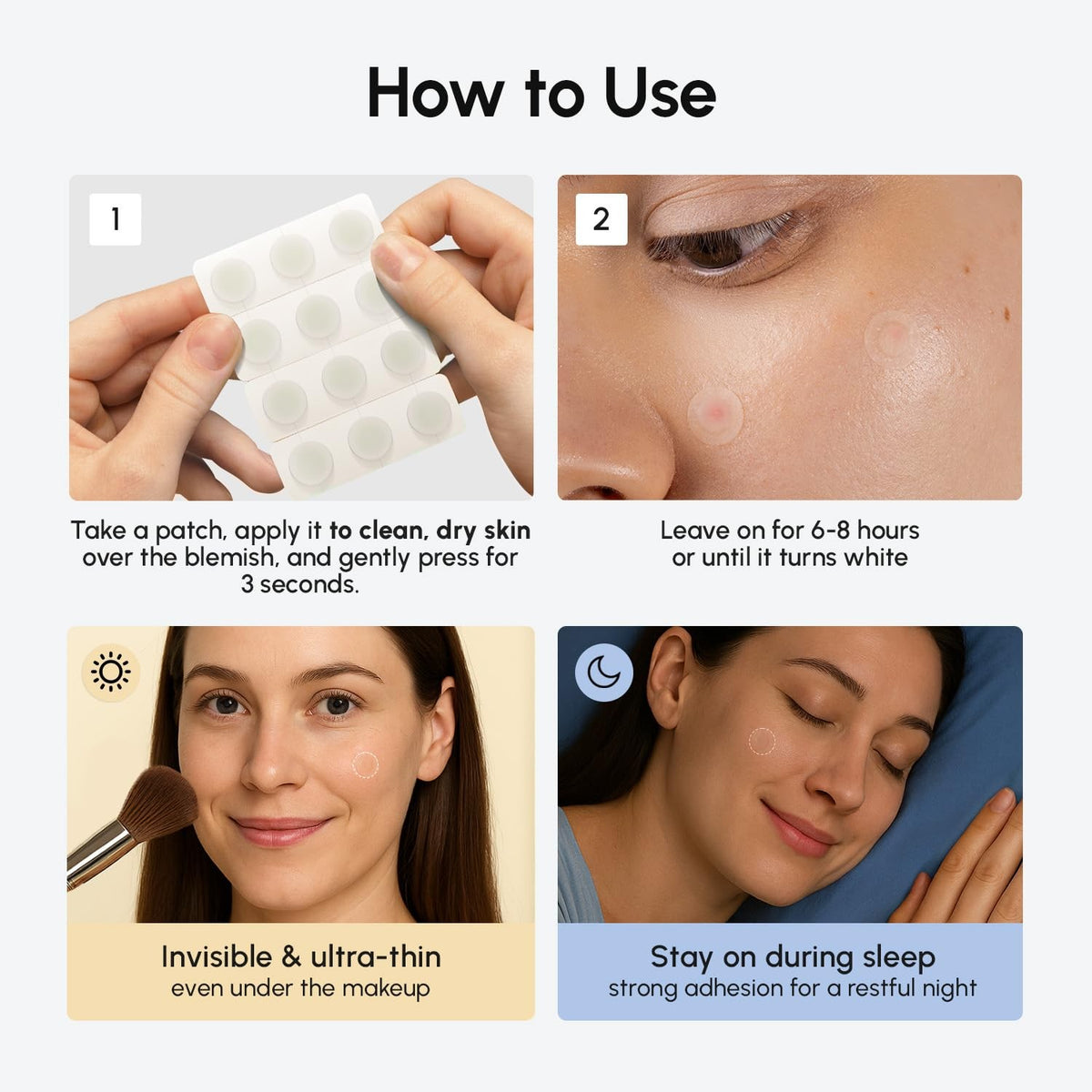 Invisible Acne Pimple Patches - Clear Hydrocolloid 72 Count