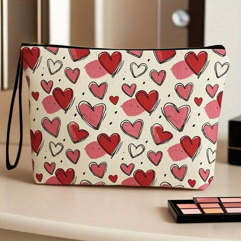 Pink Heart Makeup Bag Cosmetic Organizer Travel Toiletry Pouch Gift