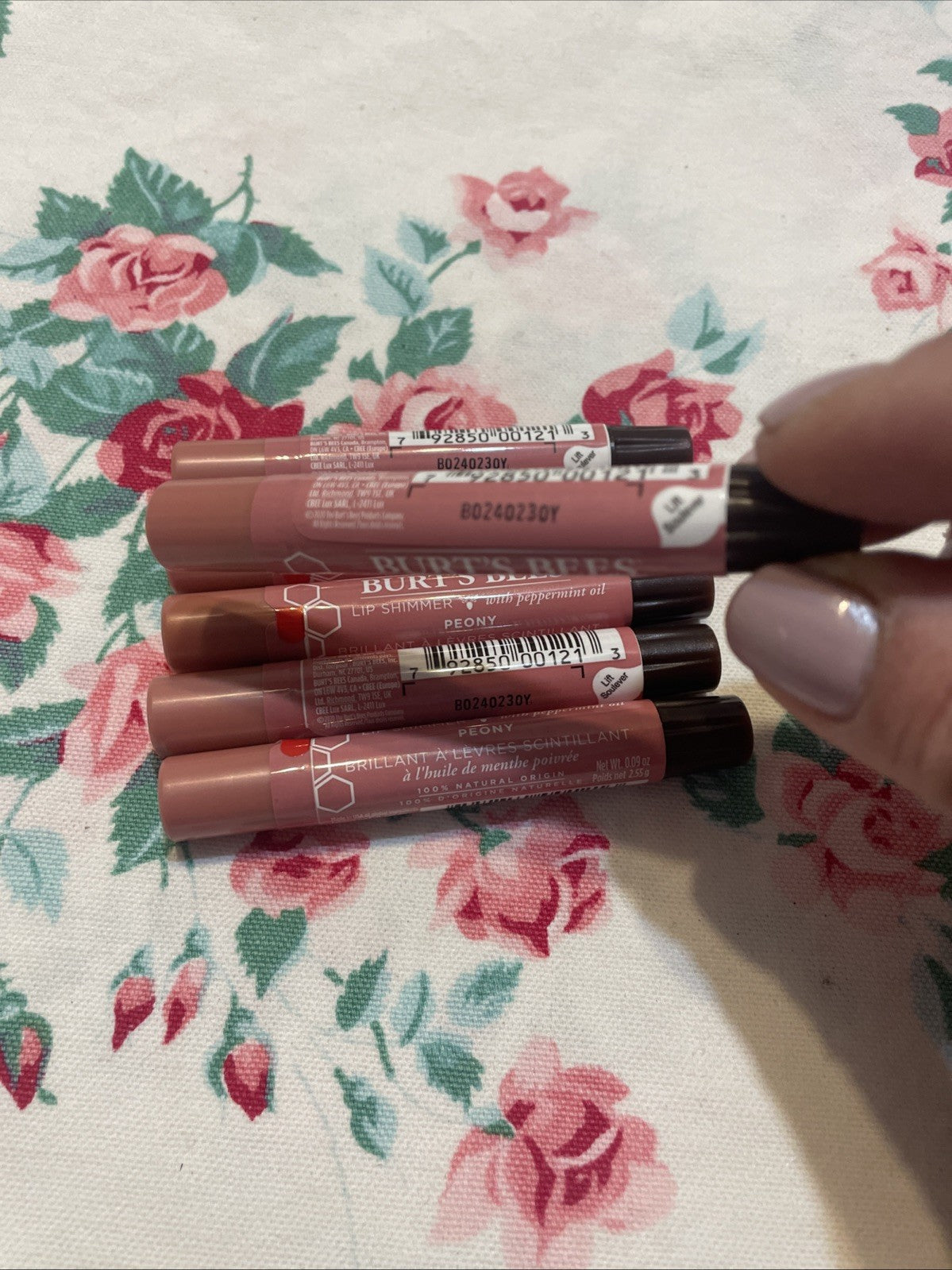 Burt's Bees Lip Shimmer Peony 0.09 Oz Natural Lip Balm with Peppermint Oil