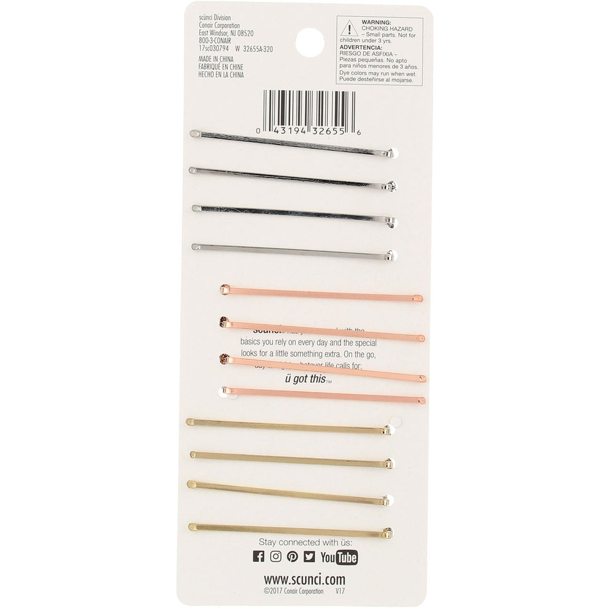 Assorted Metal Stone Bobby Pins Set - Hair Styling Accessories, 12 Pack