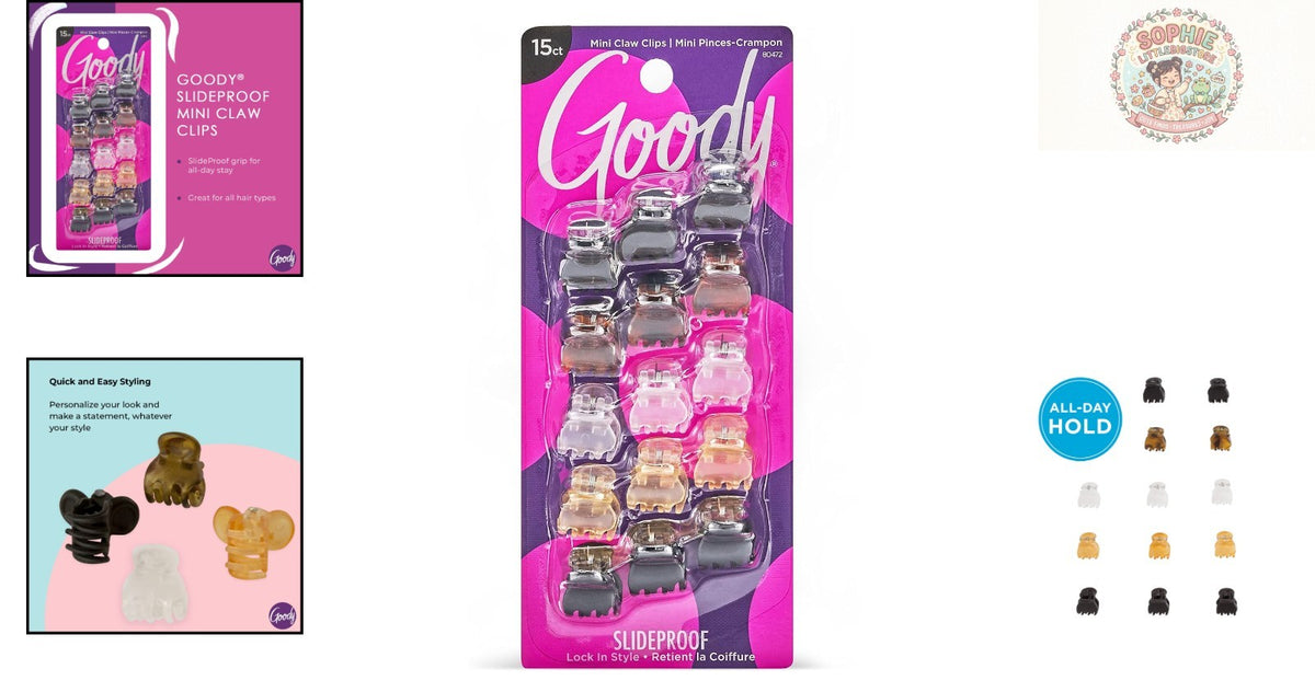Chic SlideProof Mini Claw Clips - 15 Ct in Assorted Neutrals for All