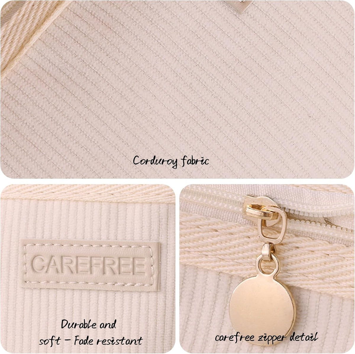 White Travel Makeup Bag Cosmetic Organizer Toiletry Pouch 19.5x11x6.5cm