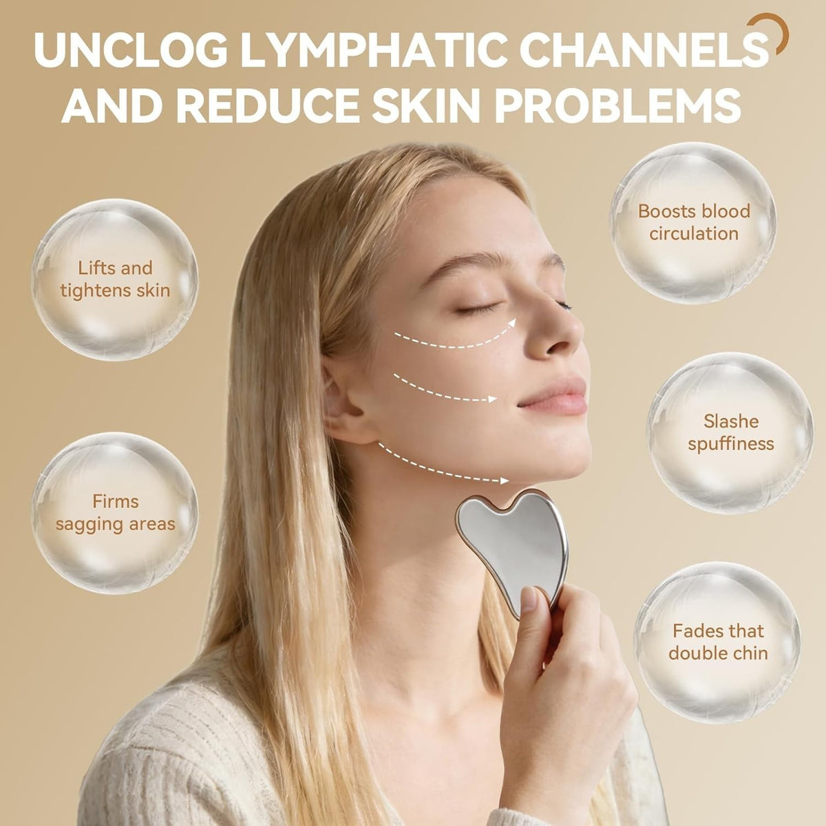 Lymphatic Face Brush & Stainless Steel Gua Sha Set for Contouring & Relaxation