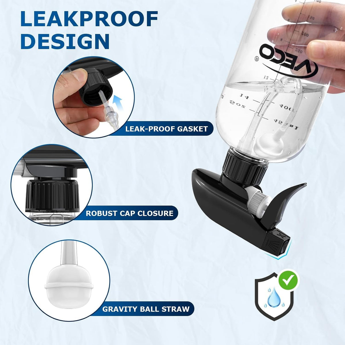15oz Graduated Spray Bottles 4-Pack - 360° Adjustable Nozzle & Leakproof Design
