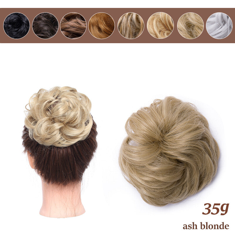 Natural Curly Messy Bun Hair Piece Extensions - Real Human Hair, Updo Scrunchie
