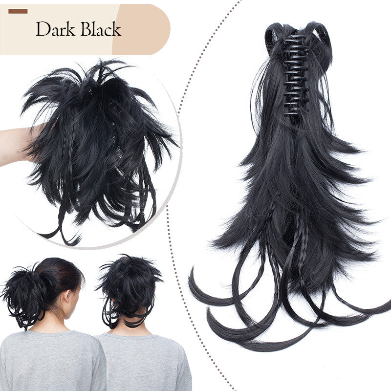 Messy Bun Scrunchie Hair Ponytail Claw Clip Updo Extensions - Thick Ombre Style