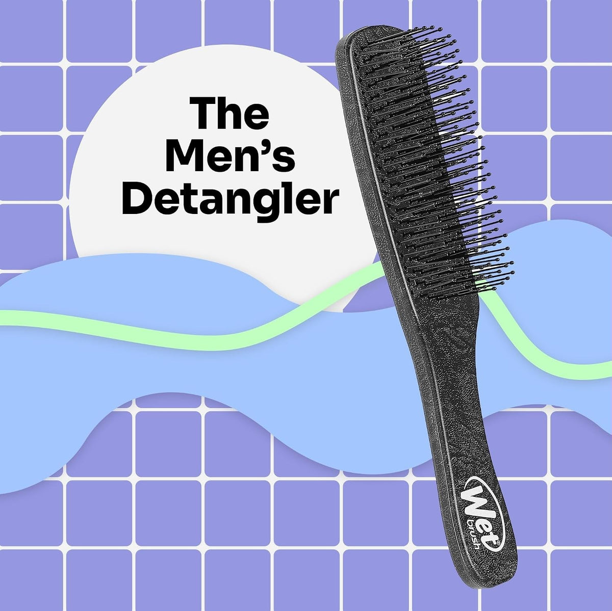 Men's Ergonomic Black Hair Detangler - Scalp Massage & Healthy Hair