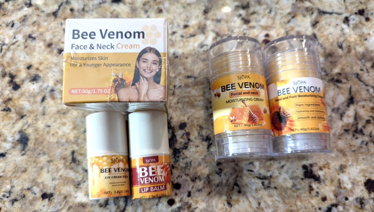 Bee Venom Face Neck Hand Foot Cream & Lip Balm Set - Natural Skincare