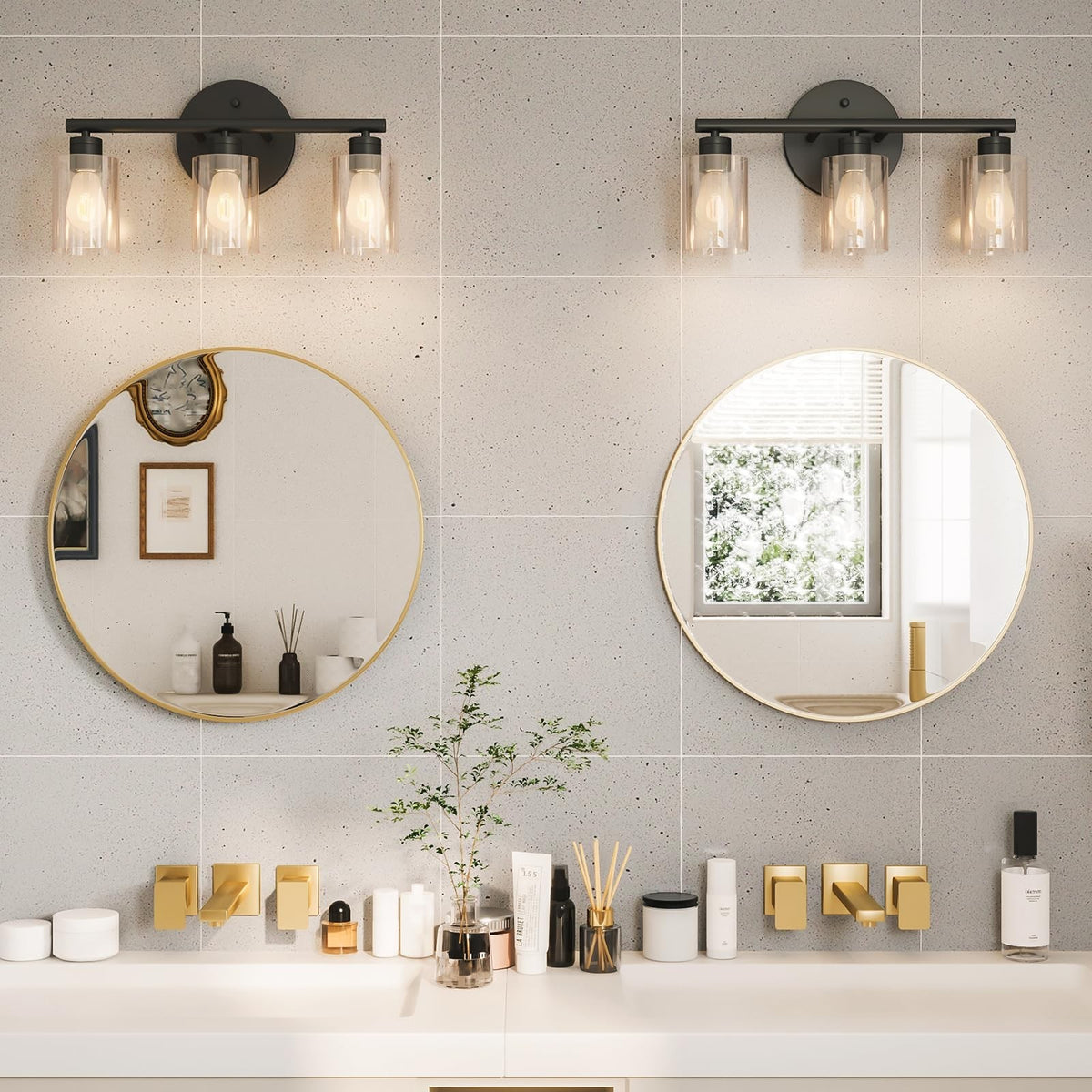24 Inch Gold Round Wall Mirror - Modern Metal Bathroom & Living Room Decor