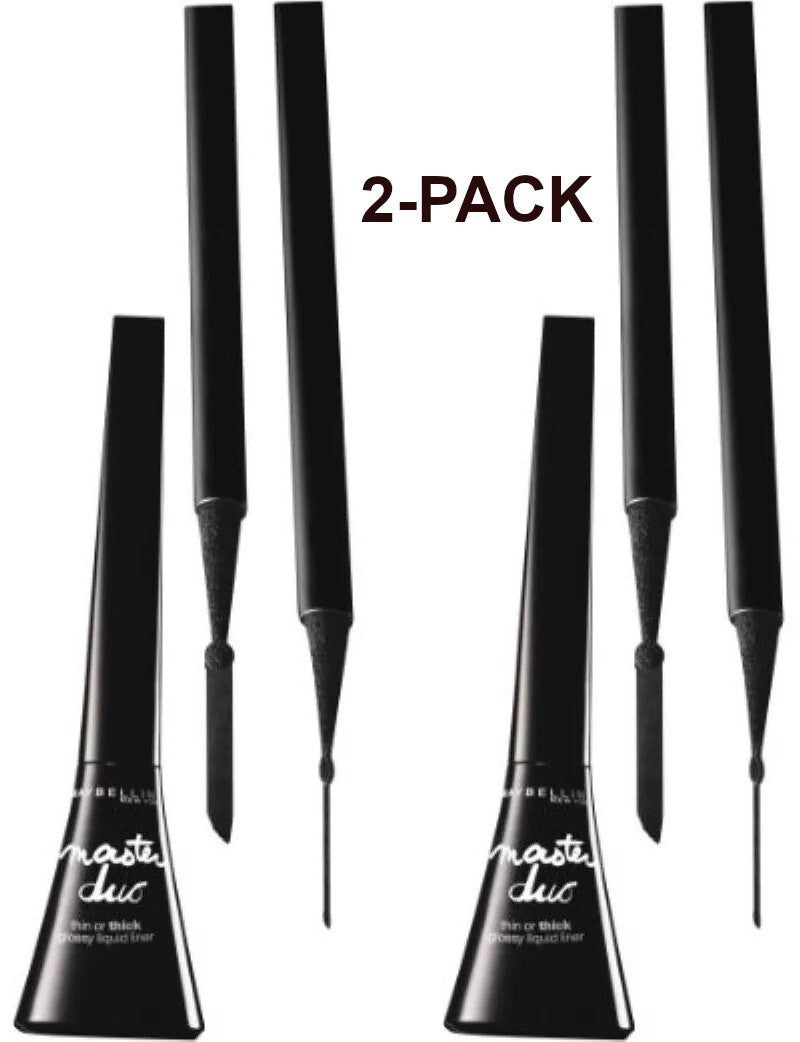 Maybelline Eyestudio Master Duo 2-in-1 Glossy Liquid Eyeliner - Black Lacquer, Pack of 2
