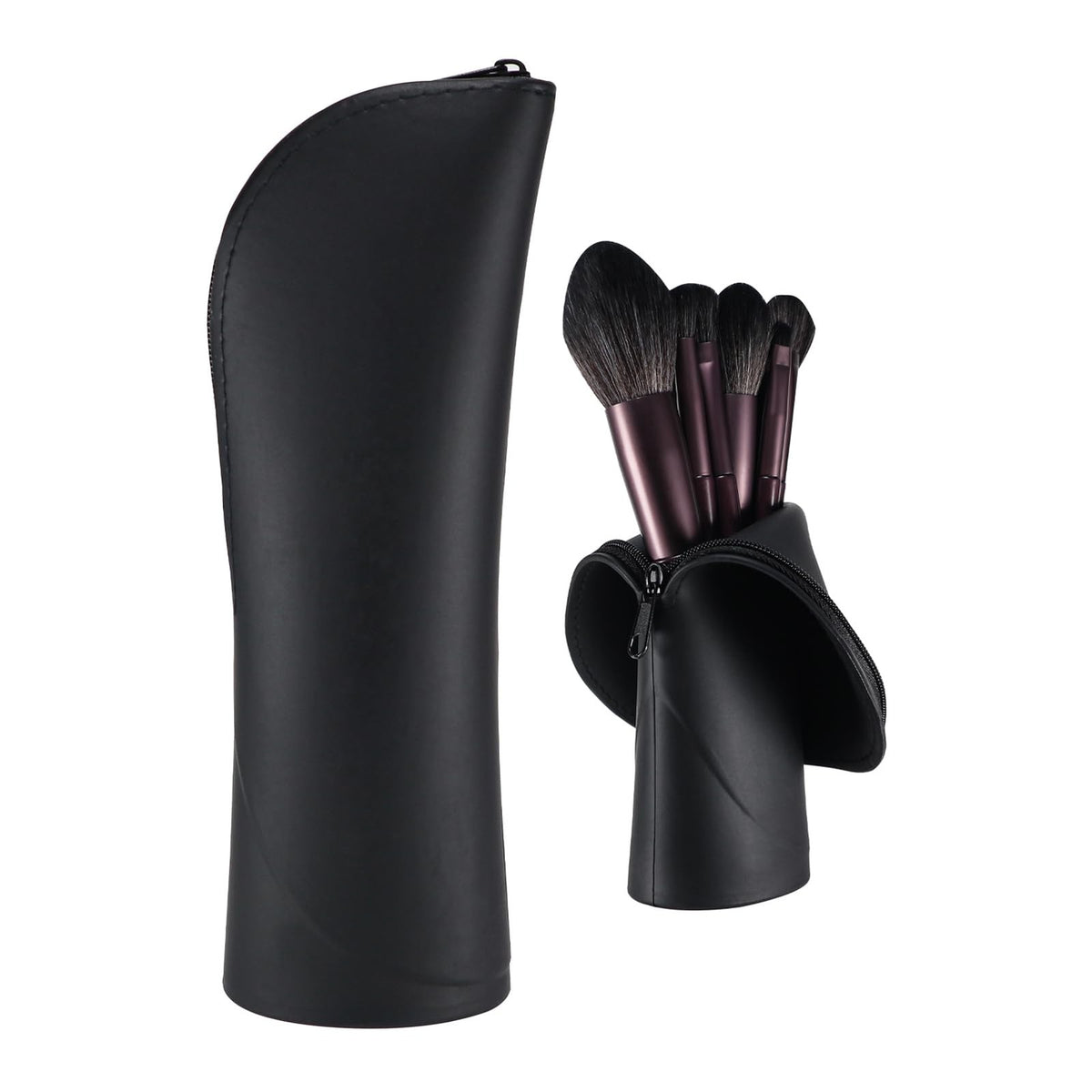 Travel Makeup Brush Holder Case - Waterproof Silicone Portable Organizer
