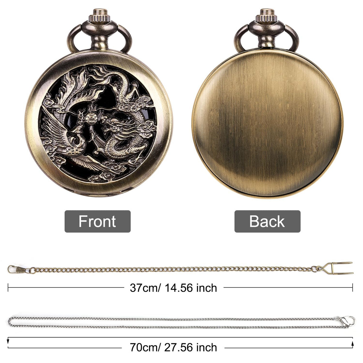 Black Scrying Mirror with Dragon & Phoenix Design - Divination Tool, 1.9 inch