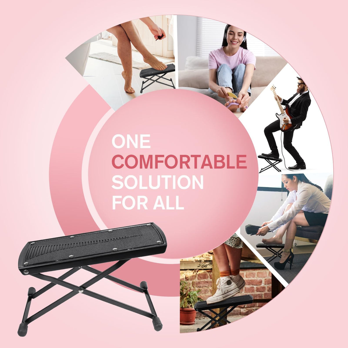 Adjustable Pedicure Foot Rest - Foldable Foot Stand with 6 Heights, Non-Slip & Stable