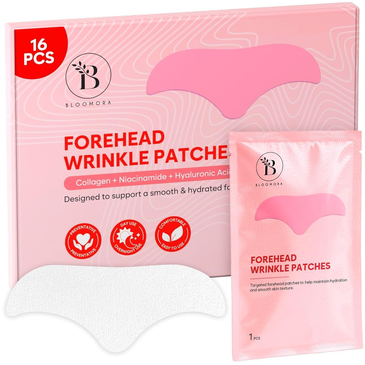 Forehead Wrinkle Patches with Hyaluronic Acid & Peptides (16pcs)