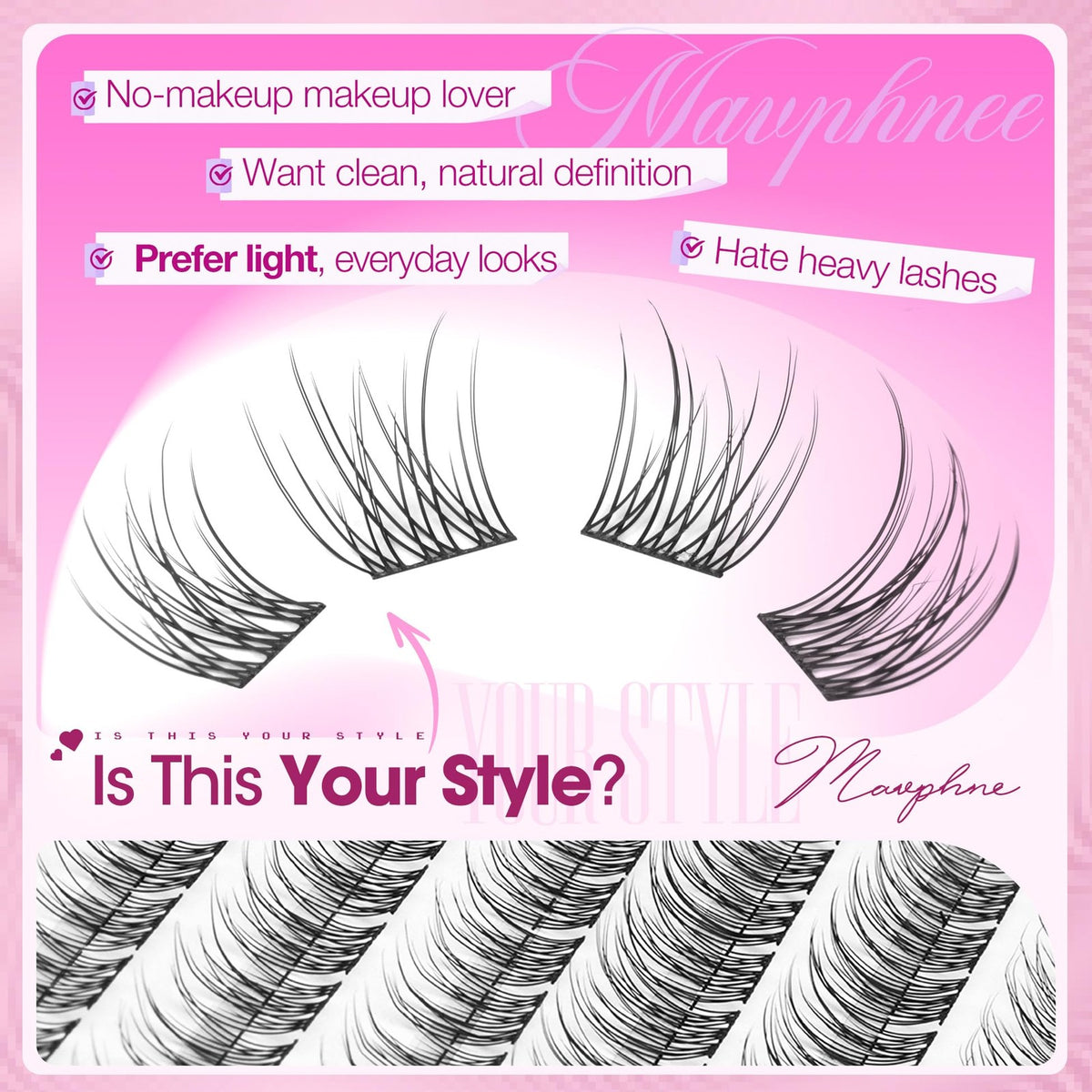 Natural Cluster Lashes Wispy CC-Curly 9-11mm Mixed Lengths Eyelash Black