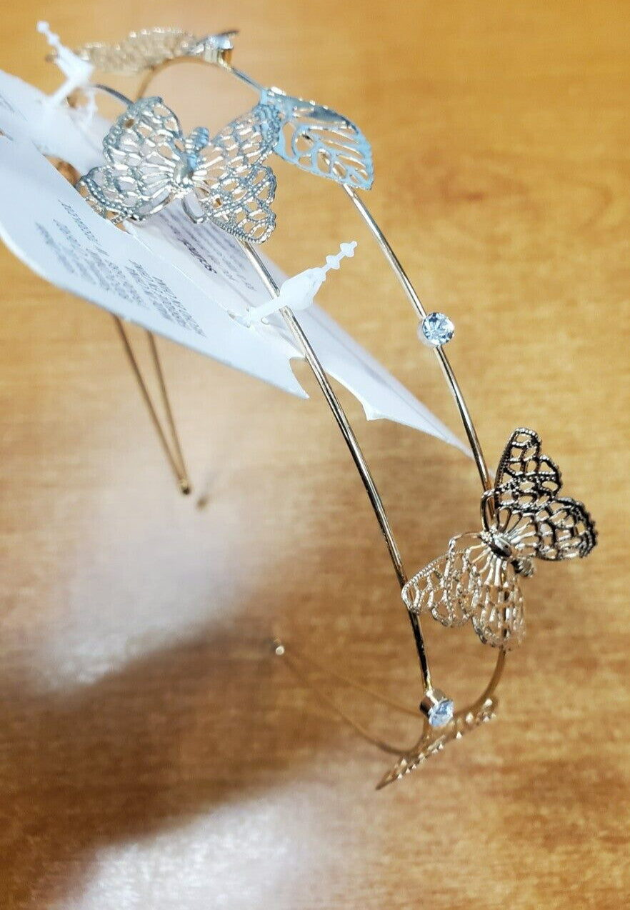 4 Pack: Scunci Gold Metal Headband Rhinestones & Butterflies (3302)