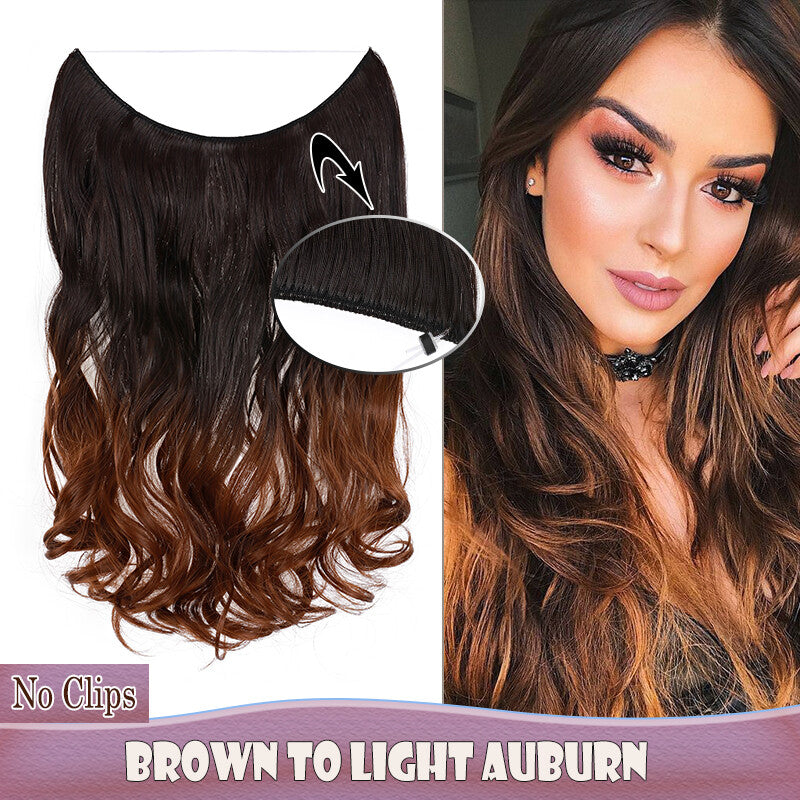 Invisible Wire Clip-In Hair Extensions with Clips & Replacement Wires - Natural & Wavy, 20/24 Inch