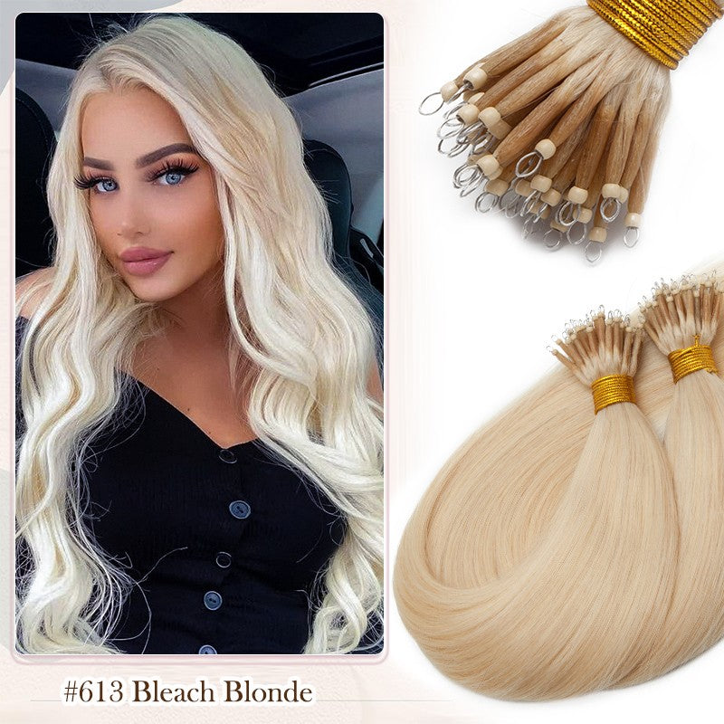 Nano Beads Hair Extensions 100% Remy Human Hair Balayage Ombre Blonde