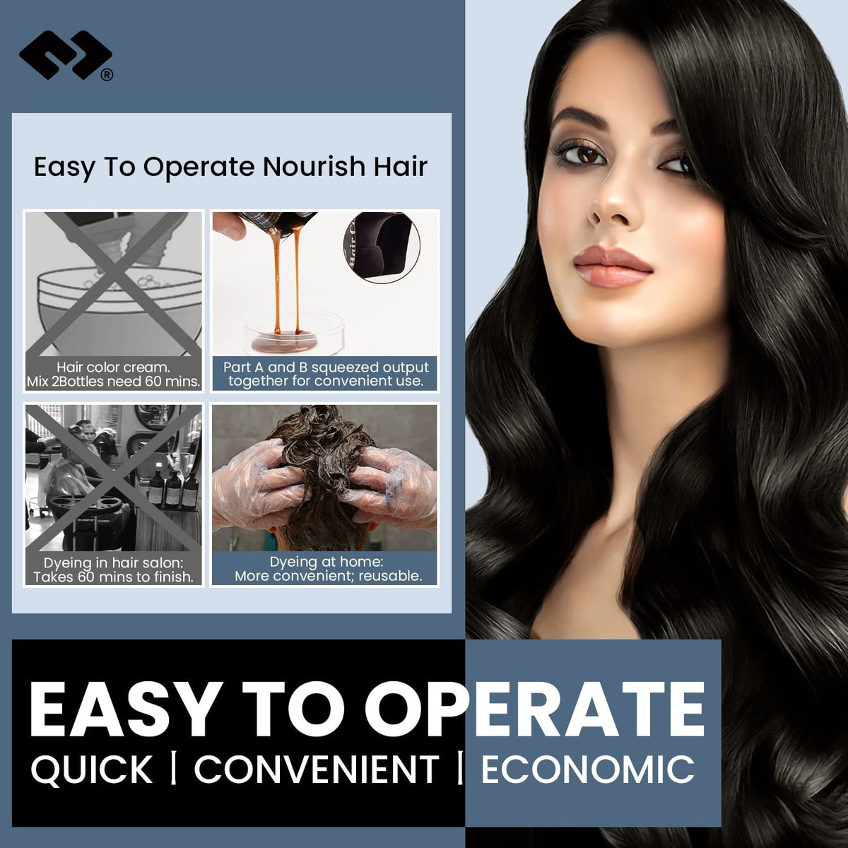 Instant Black Shampoo for Grey Hair - 30ml x 10pcs Semi-Permanent Hair Dye