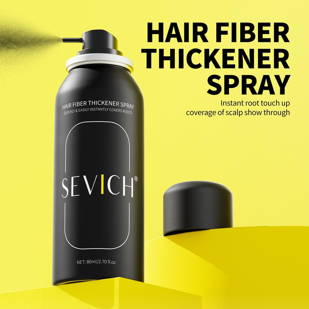 Hair Building Fibers Spray – Instant Thickening Powder, 80ml Black