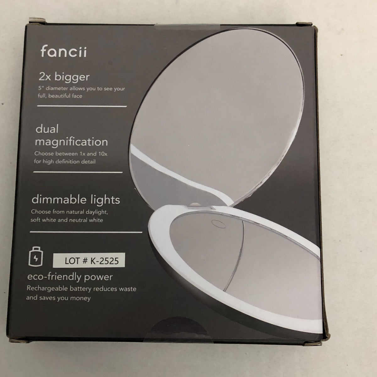 LED Lighted Compact Makeup Mirror with 10X Magnification - Rechargeable & Dimmable