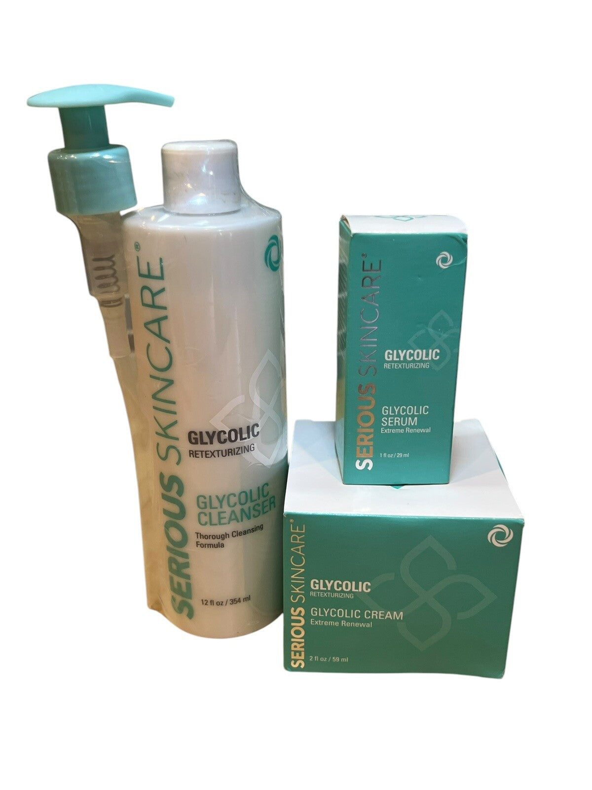 SERIOUS SKINCARE GLYCOLIC Cleanser 12 fl oz Cream 2 Serum 1