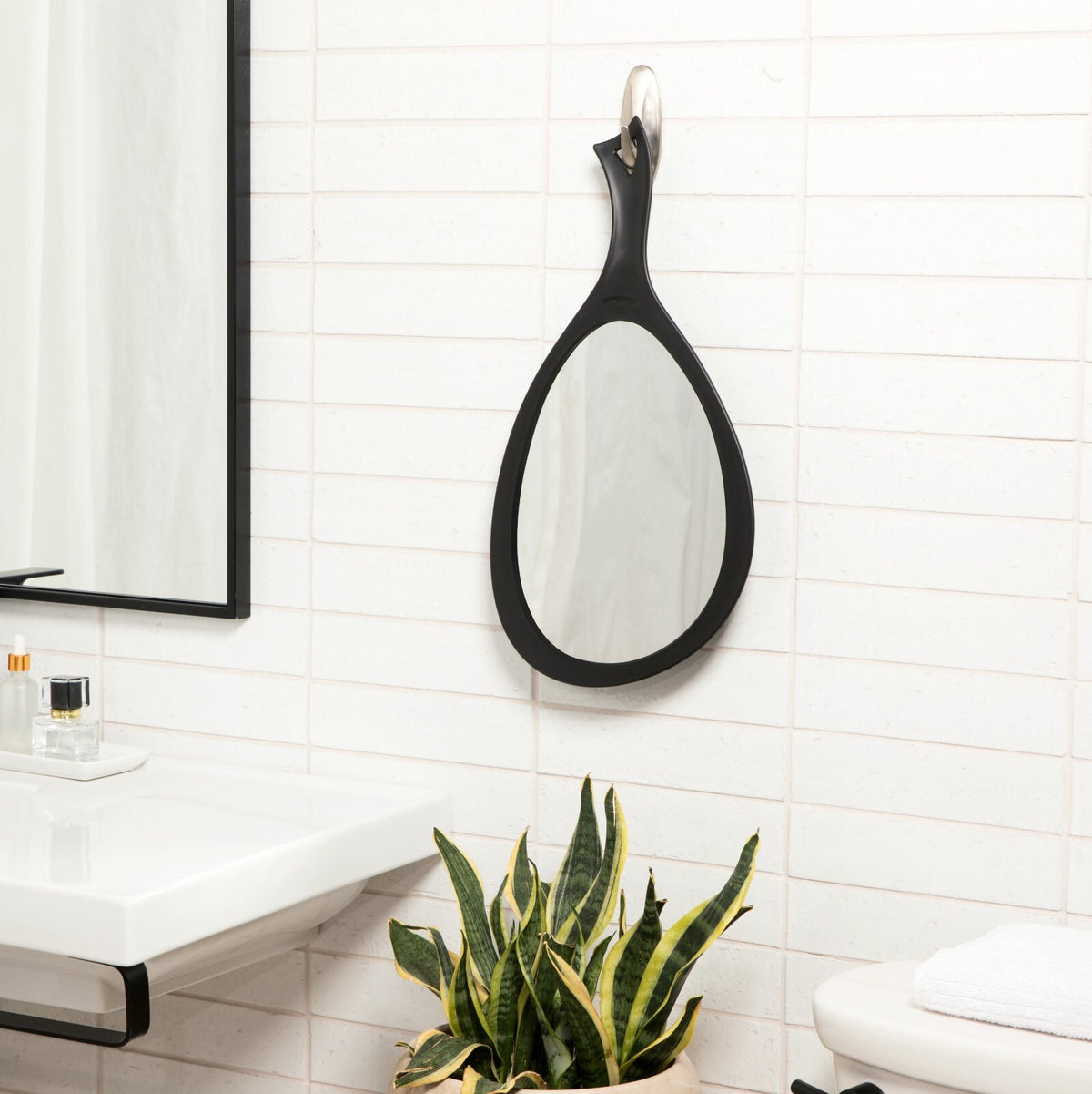 Teardrop Handheld Mirror with Curved Handle - Large Wall Hanging Mirror