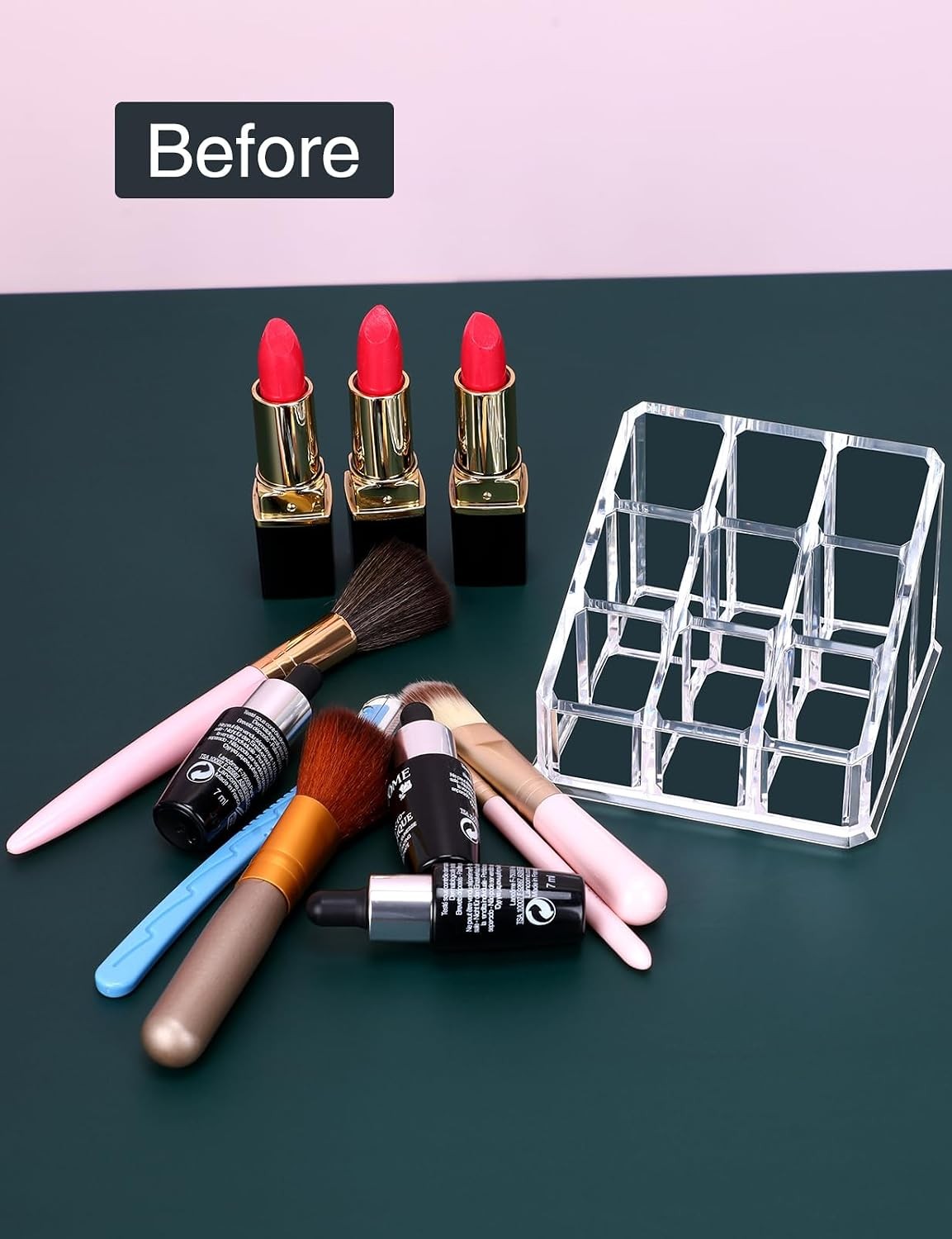9-Slot Lipstick and Lip Gloss Organizer, Clear Acrylic Makeup Storage