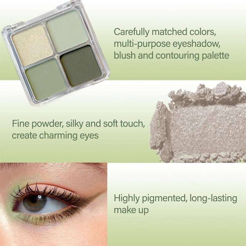 Green Eyeshadow Palette - Long-Lasting, Waterproof, Travel-Friendly