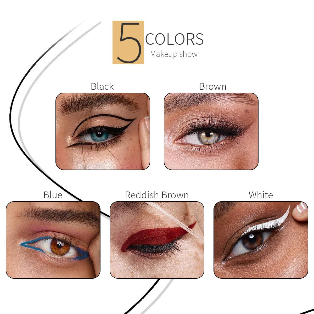 Liquid Eyeliner Set Matte Waterproof Smudge-Proof Long Lasting Eye Makeup 5 Pieces